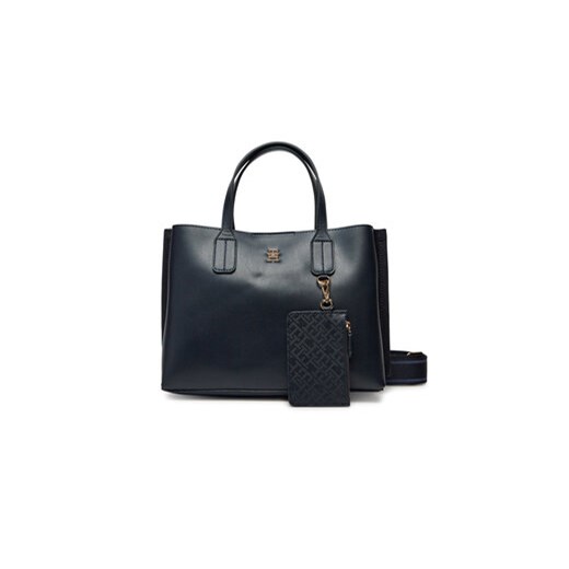 Tommy Hilfiger Torebka Th Distinct Mini Tote AW0AW17192 Granatowy ze sklepu MODIVO w kategorii Torebki damskie - zdjęcie 179029421