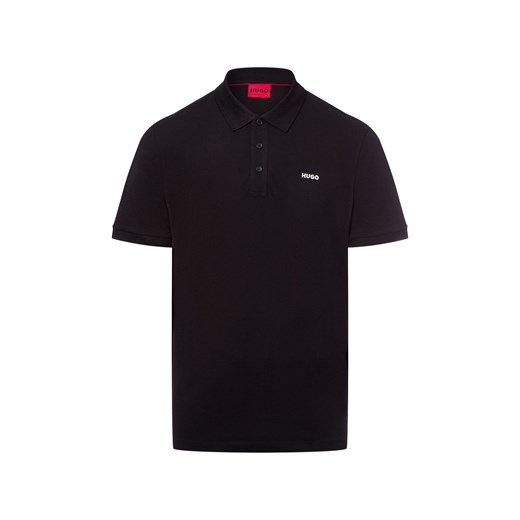HUGO Męska koszulka polo - Donos Mężczyźni Bawełna czarny jednolity ze sklepu vangraaf w kategorii T-shirty męskie - zdjęcie 179034764