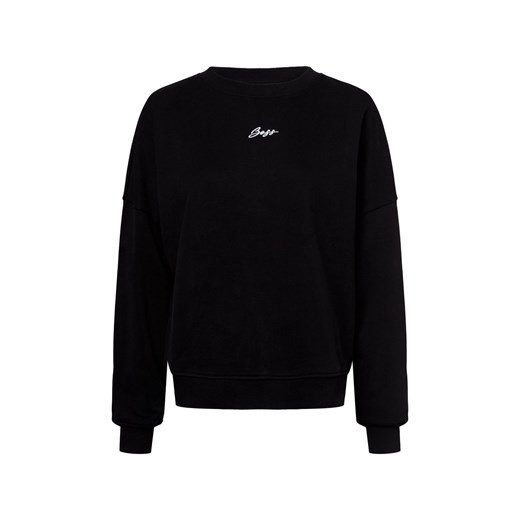 BOSS Orange Bluza damska - Esweaty Kobiety Bawełna czarny jednolity ze sklepu vangraaf w kategorii Bluzy damskie - zdjęcie 179034790