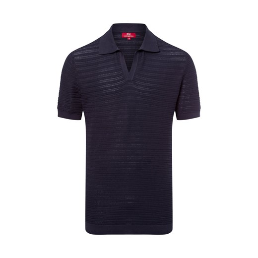 Finshley & Harding London Męska koszulka polo z zawartością jedwabiu - Hector Mężczyźni Bawełna granatowy jednolity ze sklepu vangraaf w kategorii Swetry męskie - zdjęcie 179034813