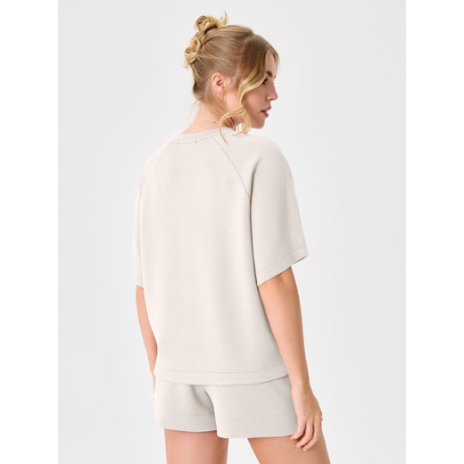 Sinsay - Bluza z krótkim rękawem - beżowy Sinsay L Sinsay
