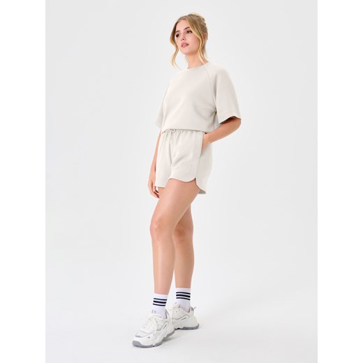 Sinsay - Bluza z krótkim rękawem - beżowy Sinsay M Sinsay