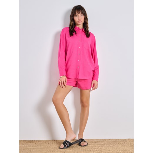 Sinsay - Wiskozowa koszula z kołnierzykiem - różowy Sinsay L Sinsay