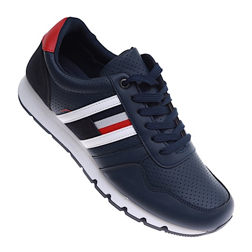 Sznurowane granatowe męskie buty sportowe /E10-1 16535 T458/ ze sklepu Pantofelek24.pl w kategorii Trampki męskie - zdjęcie 179041080