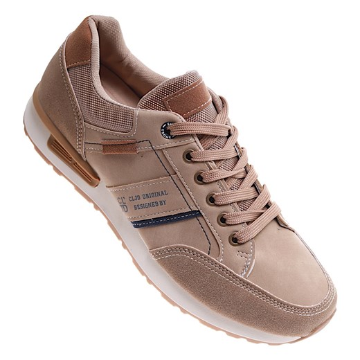 Sznurowane jasno brązowe męskie buty sportowe /D1-3 16646 T580/ ze sklepu Pantofelek24.pl w kategorii Buty sportowe męskie - zdjęcie 179043362
