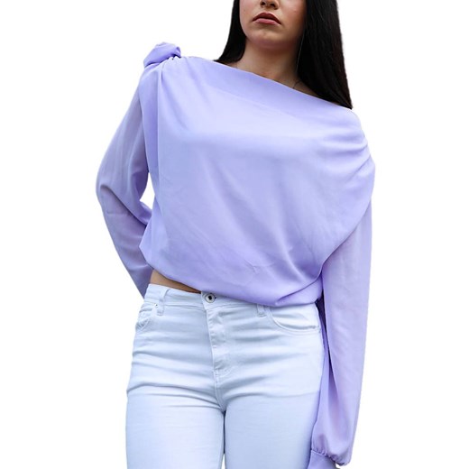 Fioletowa elegancka bluzka oversize /H UB762 S198/ ze sklepu Pantofelek24.pl w kategorii Bluzki damskie - zdjęcie 179043834