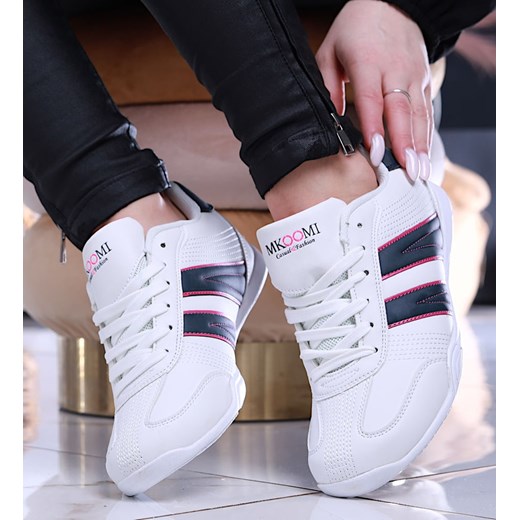 Białe sznurowane damskie buty sportowe /D4-3 14002 S242/ ze sklepu Pantofelek24.pl w kategorii Buty sportowe damskie - zdjęcie 179043902