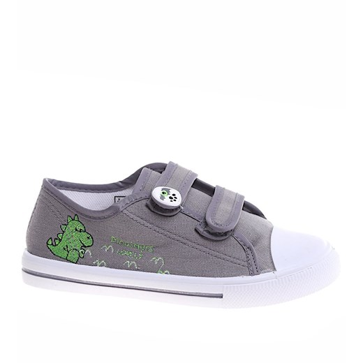Szare tenisówki chłopięce na rzepy z dinozaurem /G4-1 16856 T189/ 35 Pantofelek24.pl