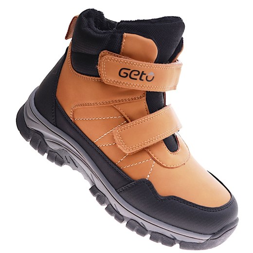 Ocieplane chłopięce buty trekkingowe na rzepy Brązowe /E9-2 17137 T633/ ze sklepu Pantofelek24.pl w kategorii Buty trekkingowe dziecięce - zdjęcie 179043930