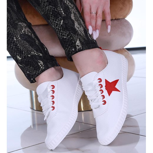 Klasyczne białe trampki damskie /E3-2 14210 S260/ 36 Pantofelek24.pl
