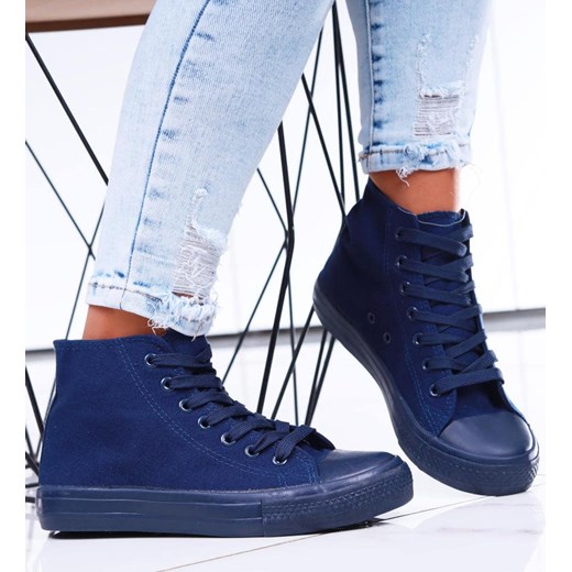 Wysokie granatowe trampki damskie /H2 16721 G9-84/ ze sklepu Pantofelek24.pl w kategorii Trampki damskie - zdjęcie 179044664