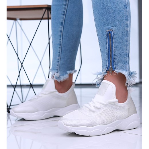 Wsuwane damskie buty sportowe Ecru /A8-1 16029 T284/ ze sklepu Pantofelek24.pl w kategorii Buty sportowe damskie - zdjęcie 179044784