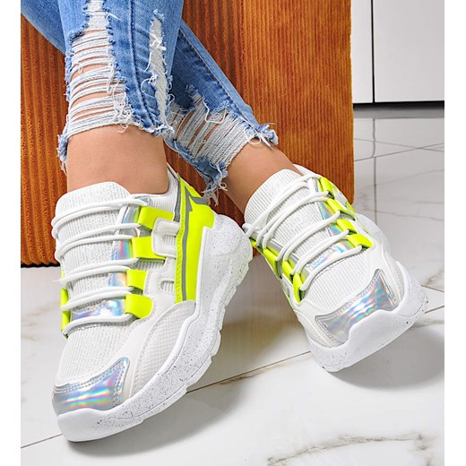 Damskie sneakersy Żółty Neon /B6-2 10097 S289/ ze sklepu Pantofelek24.pl w kategorii Buty sportowe damskie - zdjęcie 179046274