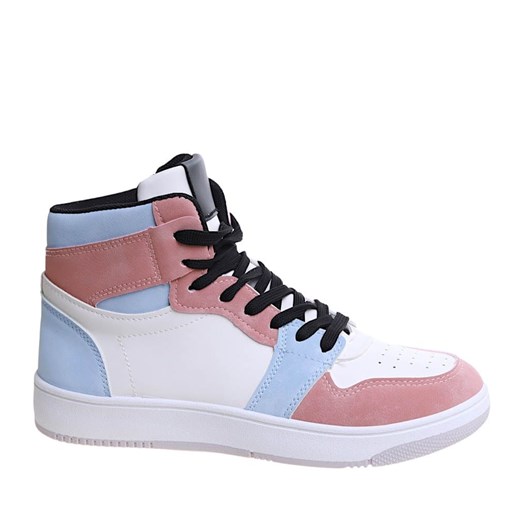 Wysokie trampki damskie Pink Black/E5-2 14921 T393/ ze sklepu Pantofelek24.pl w kategorii Trampki damskie - zdjęcie 179046584