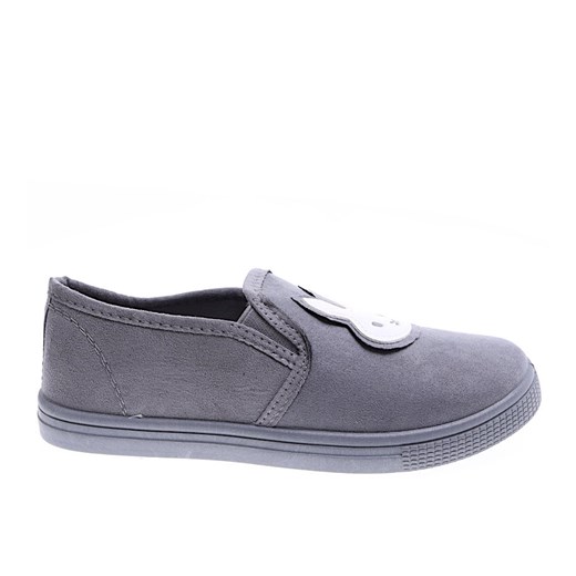 Szare wsuwane tenisówki slip on z króliczkiem /G9-2 15793 T141/ ze sklepu Pantofelek24.pl w kategorii Trampki dziecięce - zdjęcie 179047131