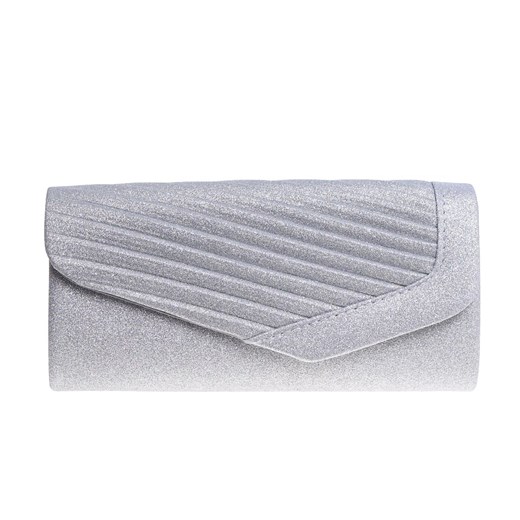 Srebrna błyszcząca kopertowa torebka z łańcuszkiem /H2 K13 TB606 G100/ ze sklepu Pantofelek24.pl w kategorii Kopertówki - zdjęcie 179047513