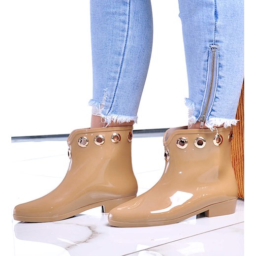 Damskie kalosze z krótką cholewką Khaki /F5-1 12404 S289/ ze sklepu Pantofelek24.pl w kategorii Kalosze damskie - zdjęcie 179047761