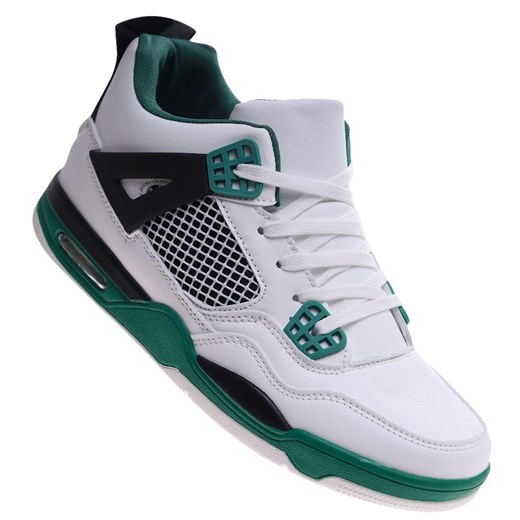 Wysokie męskie buty sportowe sneakersy White Green /B1-2 17217 T682/ ze sklepu Pantofelek24.pl w kategorii Buty sportowe męskie - zdjęcie 179048314
