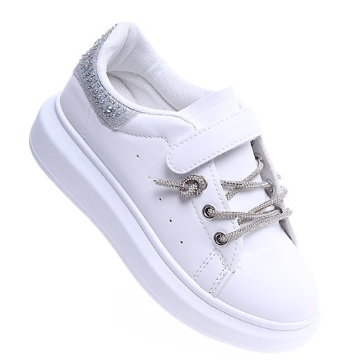 Białe dziewczęce sneakersy na platformie /A7-2 14751 T513/ ze sklepu Pantofelek24.pl w kategorii Trampki dziecięce - zdjęcie 179049320