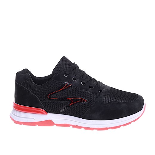 Wiązane męskie buty sportowe Czarno czerwone /G7-3 15954 T382/ ze sklepu Pantofelek24.pl w kategorii Trampki męskie - zdjęcie 179049394