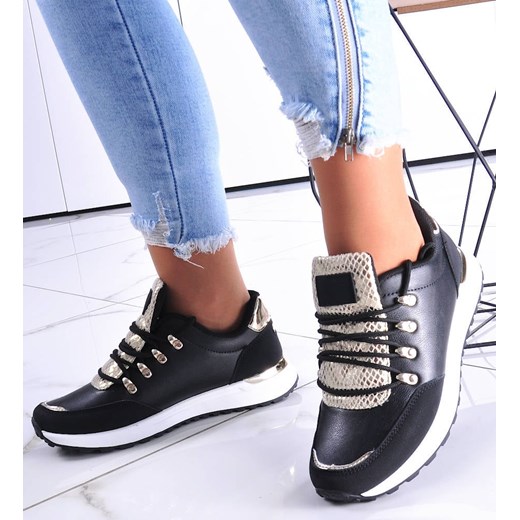 Modne damskie buty sportowe Czarne /A3-3 12345 T697/ ze sklepu Pantofelek24.pl w kategorii Buty sportowe damskie - zdjęcie 179049954