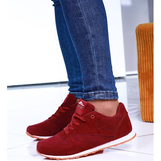 Sznurowane bordowe buty damskie /A1-3 15095 T399/ ze sklepu Pantofelek24.pl w kategorii Buty sportowe damskie - zdjęcie 179051270