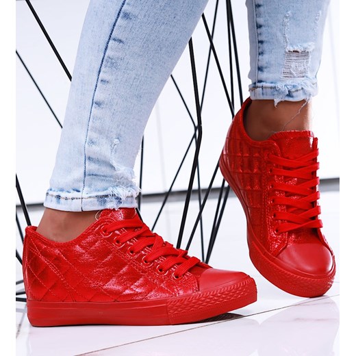 Czerwone trampki damskie na niskim koturnie /H2 16715 G6-15/ ze sklepu Pantofelek24.pl w kategorii Trampki damskie - zdjęcie 179051402