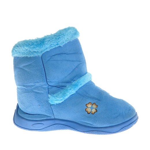 Niebieskie kapcie na suwak z futerkiem /D7-1 10274 S095/ ze sklepu Pantofelek24.pl w kategorii Kapcie dziecięce - zdjęcie 179051671