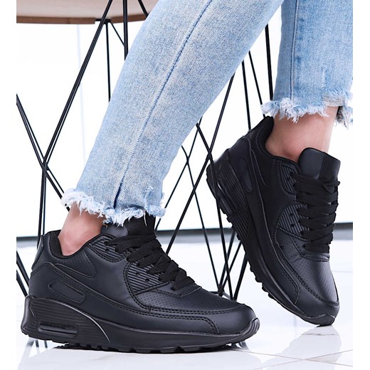 Sznurowane czarne buty sportowe damskie /F7-3 15608 T538/ ze sklepu Pantofelek24.pl w kategorii Buty sportowe damskie - zdjęcie 179052263