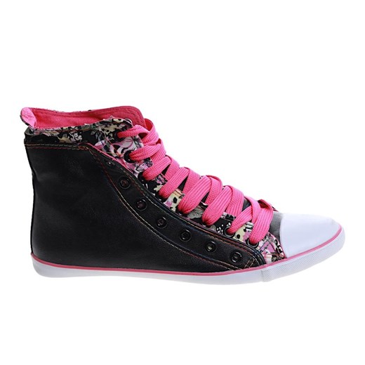 Wysokie sznurowane tenisówki damskie /G5-2 9959 S4/ ze sklepu Pantofelek24.pl w kategorii Trampki damskie - zdjęcie 179052860