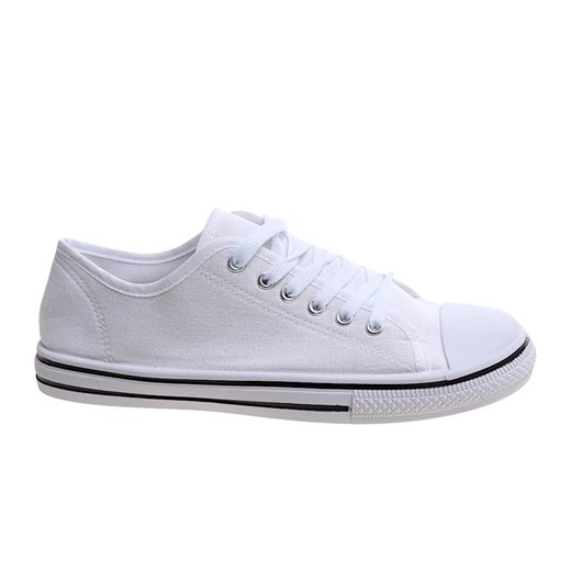 Sznurowane białe trampki męskie /e2-1 13758 T291/ ze sklepu Pantofelek24.pl w kategorii Trampki męskie - zdjęcie 179053172