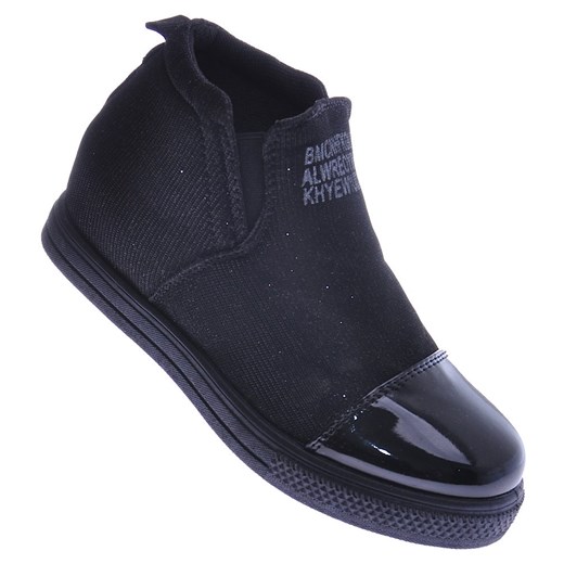 Wsuwane czarne dziewczęce sneakersy /C2-2 12560 t293/ ze sklepu Pantofelek24.pl w kategorii Trampki dziecięce - zdjęcie 179053513