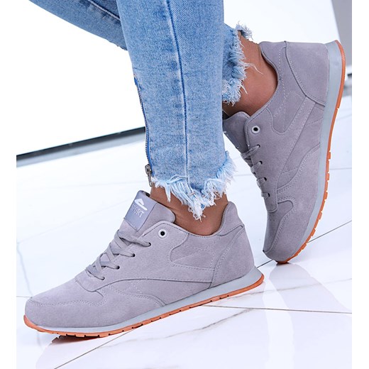 Wiązane szare sportowe buty damskie /D3-3 15094 T349/ ze sklepu Pantofelek24.pl w kategorii Buty sportowe damskie - zdjęcie 179054080