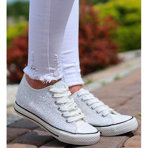 Białe trampki sneakersy na niskim koturnie /G8-1 16615 T096/ ze sklepu Pantofelek24.pl w kategorii Trampki damskie - zdjęcie 179054573