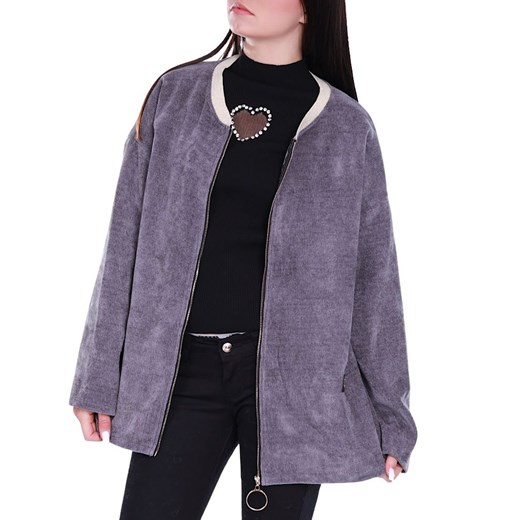 Oversizowa bluza damska z suwakiem Szare /H UB802 S331/ ze sklepu Pantofelek24.pl w kategorii Bluzy damskie - zdjęcie 179055043