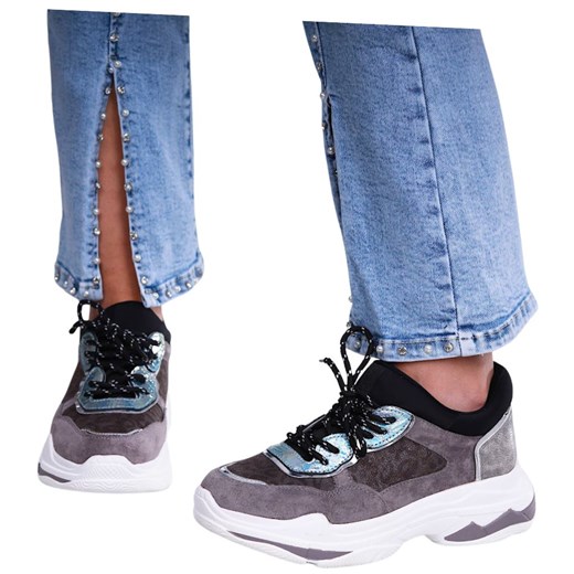 Wsuwane szare buty sportowe /F2-3 13537 T216/ ze sklepu Pantofelek24.pl w kategorii Buty sportowe damskie - zdjęcie 179055111