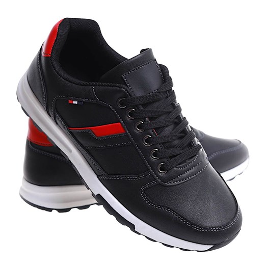 Sznurowane czarne męskie buty sportowe /F9-3 16782 T482/ Pantofelek24 44 Pantofelek24.pl