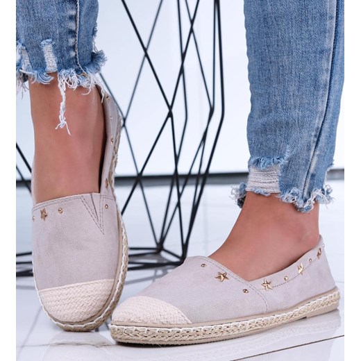 Szare balerinki espadryle /C7-2 15636 T196/ ze sklepu Pantofelek24.pl w kategorii Espadryle damskie - zdjęcie 179055650