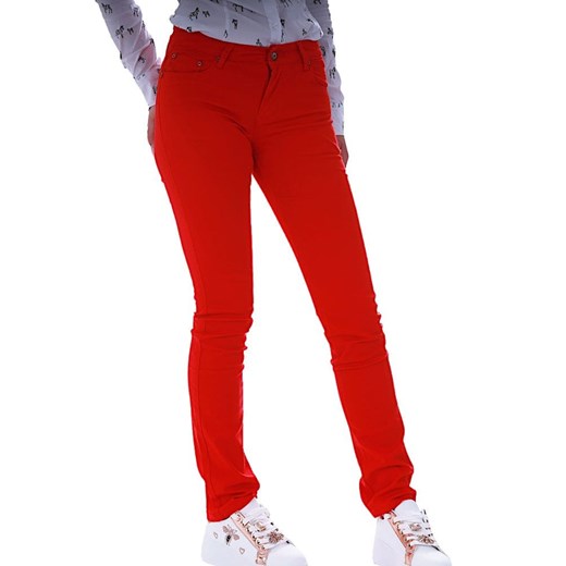 Czerwone spodnie damskie z jeansu /H2 UB850 G4/ ze sklepu Pantofelek24.pl w kategorii Spodnie damskie - zdjęcie 179055954