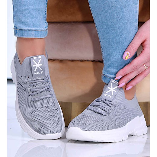 Szare wsuwane buty sportowe /G5-2 16136 T280/ ze sklepu Pantofelek24.pl w kategorii Buty sportowe damskie - zdjęcie 179056813