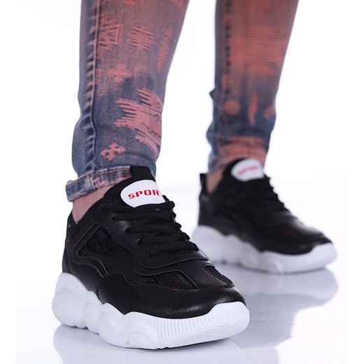 Sznurowane czarne buty sportowe /B1-3 11918 T198/ ze sklepu Pantofelek24.pl w kategorii Buty sportowe damskie - zdjęcie 179056923