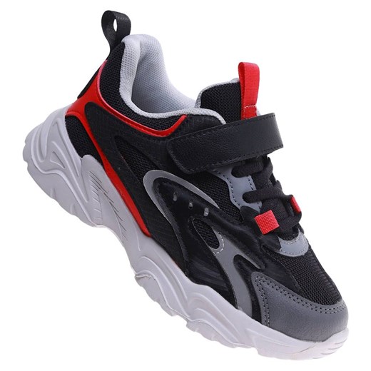 Czarno czerwone chłopięce buty sportowe sneakersy /D6-2 17251 T289/ ze sklepu Pantofelek24.pl w kategorii Buty sportowe dziecięce - zdjęcie 179057740