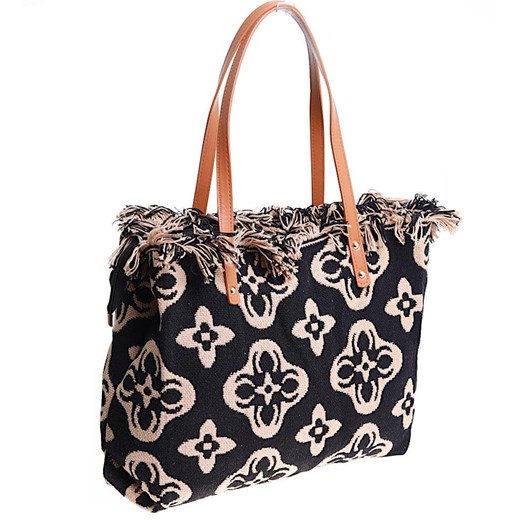 Duża brązowa parciana torba torebka Shopper Bag /H2-K5 TB543 M433/ ze sklepu Pantofelek24.pl w kategorii Torby Shopper bag - zdjęcie 179057813