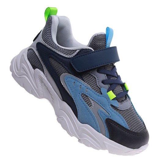 Szaro niebieskie chłopięce buty sportowe sneakersy /B1-2 17250 T289/ ze sklepu Pantofelek24.pl w kategorii Buty sportowe dziecięce - zdjęcie 179058751
