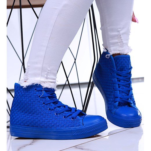 Wysokie niebieskie trampki damskie /G13-2 16743 G9-84/ ze sklepu Pantofelek24.pl w kategorii Trampki damskie - zdjęcie 179059602