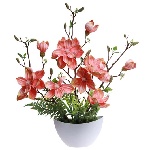 Pomarańczowa lilia w doniczce- sztuczne kwiaty Kompozycja 60 cm KOMP52 ze sklepu Pantofelek24.pl w kategorii Dekoracje - zdjęcie 179061954