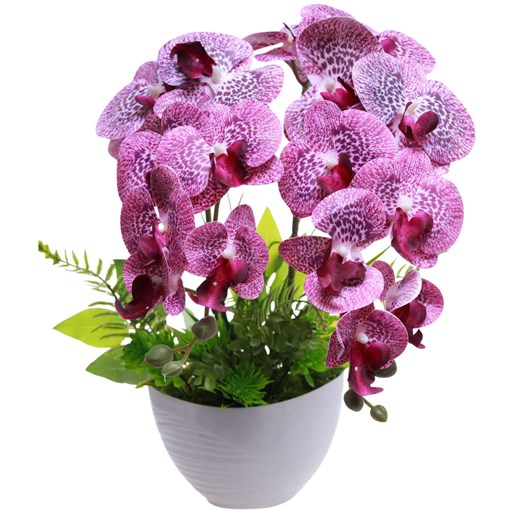 Fioletowy storczyk orchidea Kompozycja kwiatowa 2 Pędowy 50 cm KOMp89 S340 ze sklepu Pantofelek24.pl w kategorii Dekoracje - zdjęcie 179062741