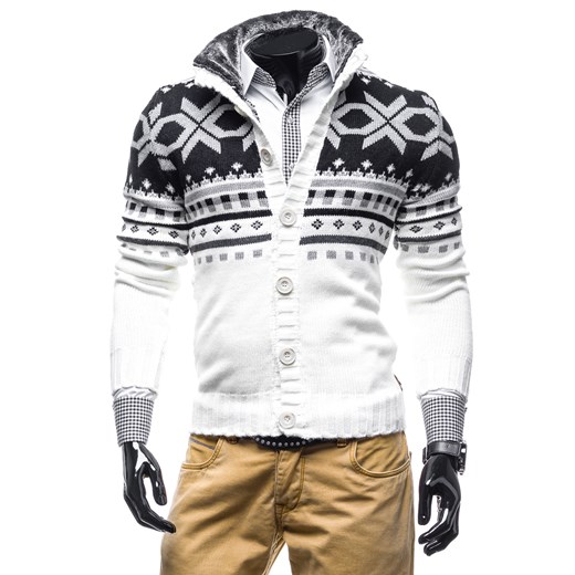 Sweter męski COMEOR 585 biały - BIAŁY denley-pl bialy jesień