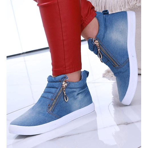 Jeansowe wsuwane trampki niebieskie /F4-3 14816 T293/ ze sklepu Pantofelek24.pl w kategorii Trampki damskie - zdjęcie 179063051