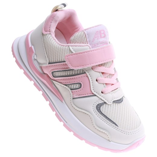 Biało różowe dziewczęce buty sportowe sneakersy /E6-2 16818 T382/ ze sklepu Pantofelek24.pl w kategorii Buty sportowe dziecięce - zdjęcie 179063374